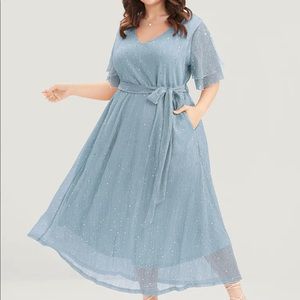 BloomChic Light Blue Mesh Sparkle Dress